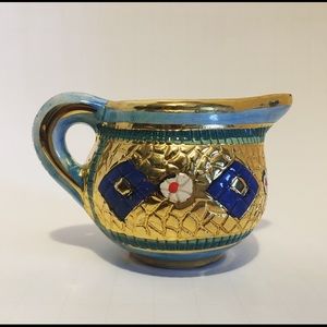 Vintage Ceramic Creamer, Mosaic, Gold